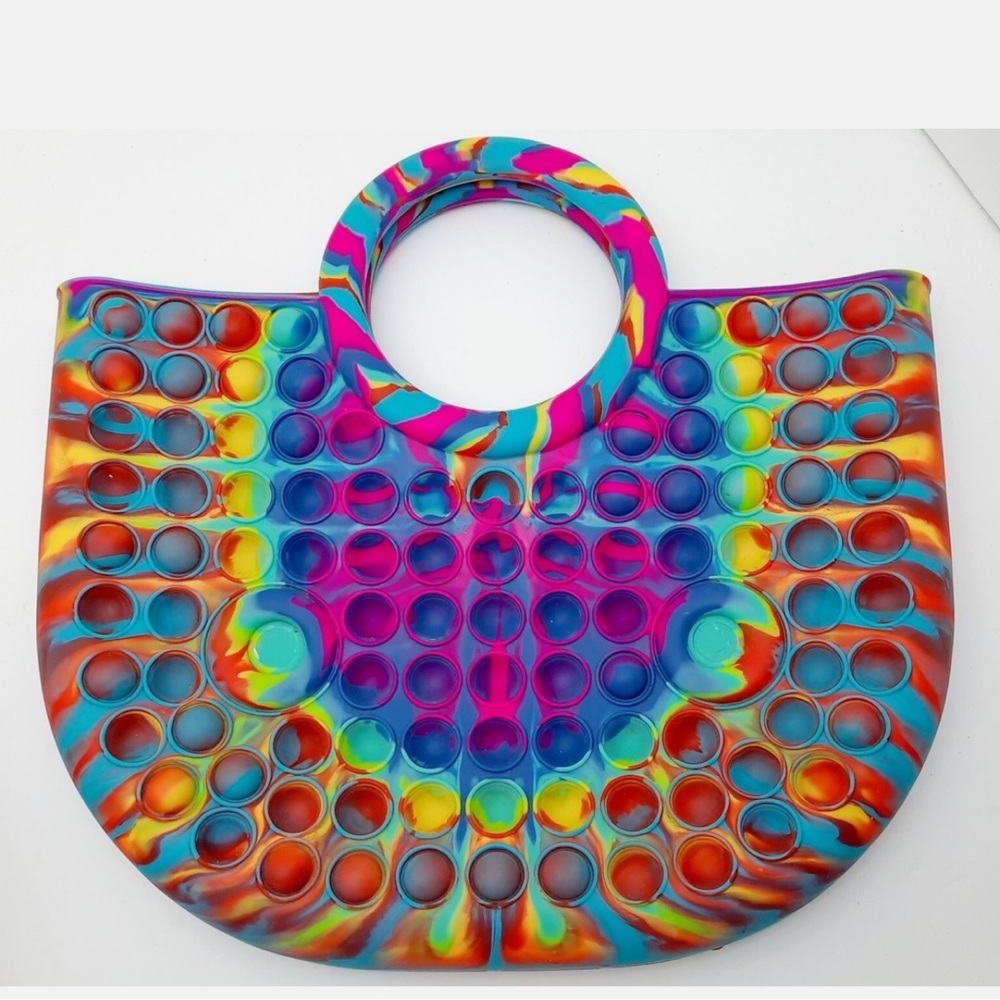 Rainbow Pop It Purse Push Bubble Fidget Toy Shoulder Bag 12 Inches